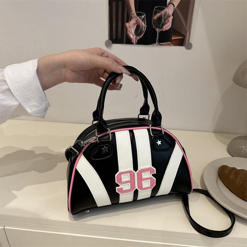 Niche design women's bags, high-end striped contrasting shoulder bags, summer new semi-round underarm bags, messenger bags