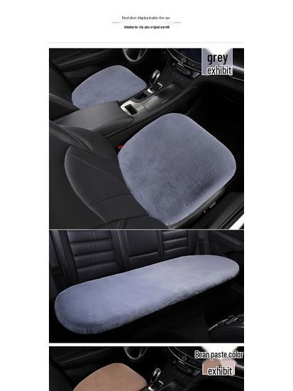Universal Plush Car Seat Cushion Set - Faux Rabbit Fur, Short Hair, Winter Comfort for Rear Seats