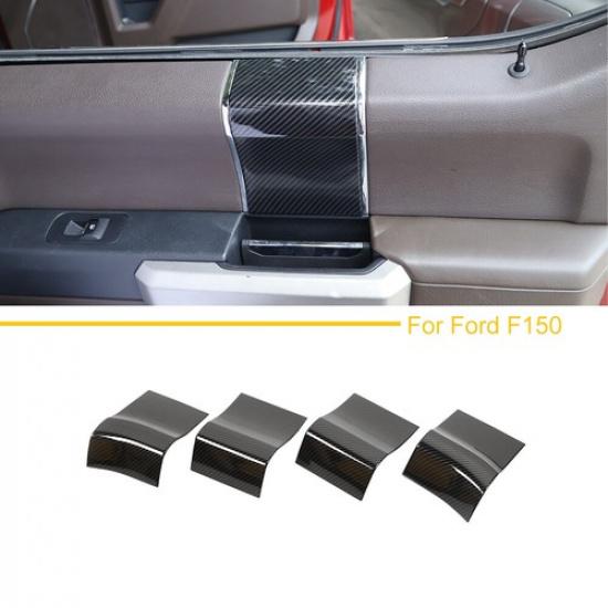 Interior Door Handle Panel Cover Trim Bezel For Ford F150 2015- Carbon Fiber