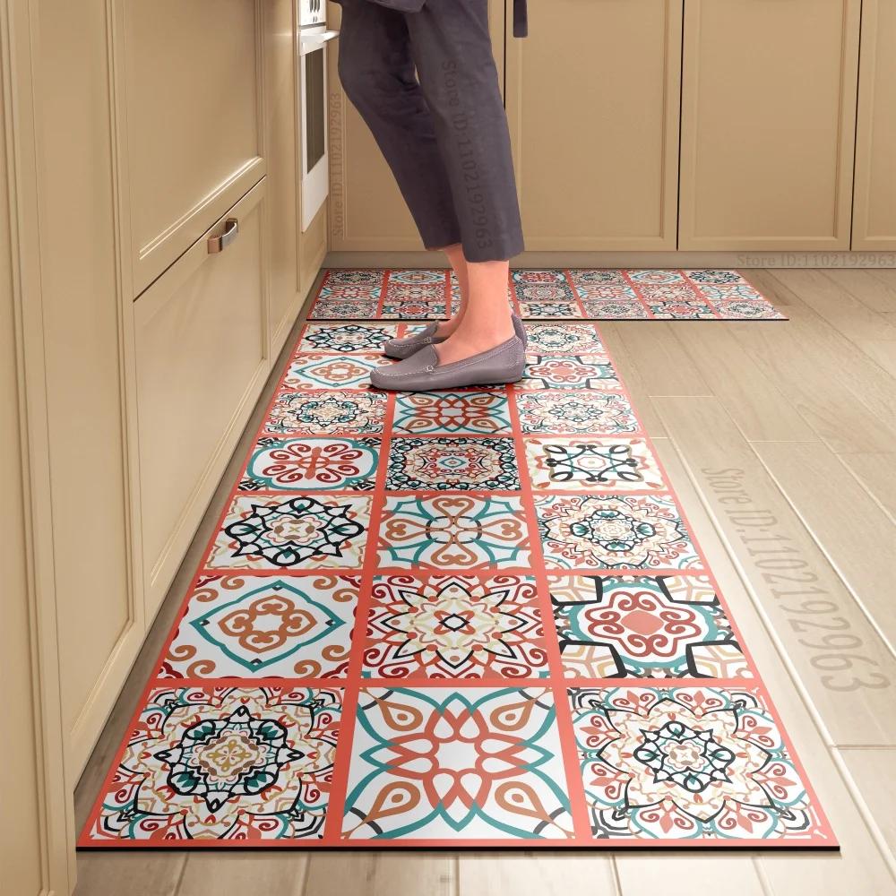 1PCS Kitchen Floor Mat Waterproof, Anti-skid, Anti-dirty Foot Mat Household Door Mat Crystal Velvet Long Strip Carpet Door Mats