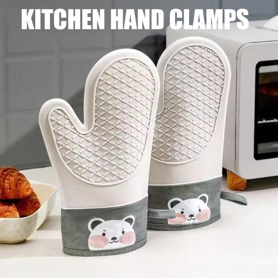 1Pc Silicone Heat Resistant Gloves Non-Slip Oven Mitts Kitchen Hand Clamps Thickened Insulated Gloves for Air Fryers Cooking Barbecue