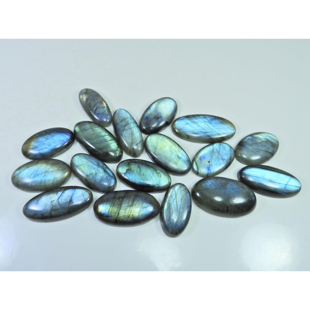 Natural Labradorite Green Multi Fire Oval Cabochon Loose Gemstone 17Pcs Lot LL-1112
