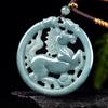 Natural Blue Jade Zodiac Horse Pendant for Good Fortune