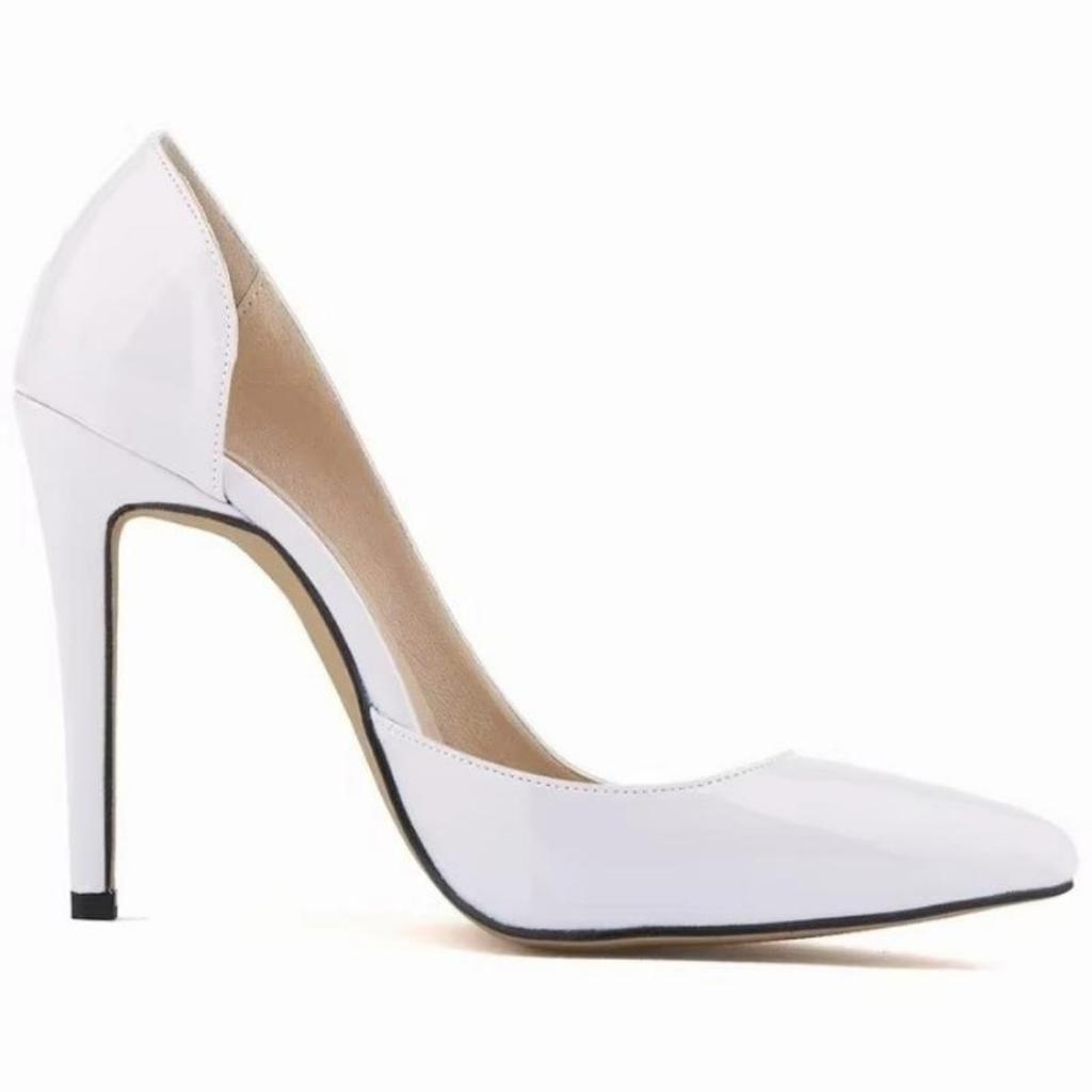 LOSLANDIFEN Two-Piece Women Pumps Pointed Toe Patent Leather Fashion High Heel Shallow  Woman Office Wedding Shoes