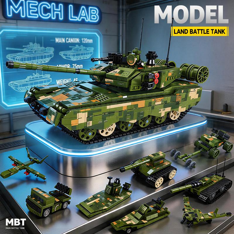 40CM Military Panzer Panther Medium Tank Building blocks 99A Tank 2 Battle Tank brick model Boy gift Children's toy