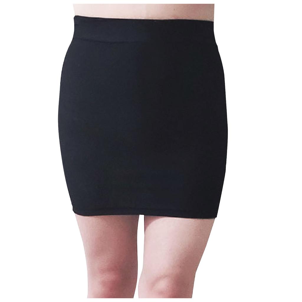 Women's Fashion Solid Color Sexy  Fluorescence Smooth Elastic Waist Hip-wrap Short Skirt