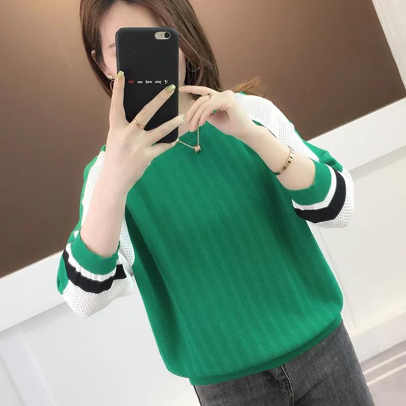 Hollow Sweater Hollow Knitted Thin Ice Silk Bottoming Shirt Women's Loose Four Seasons Long-sleeved Top