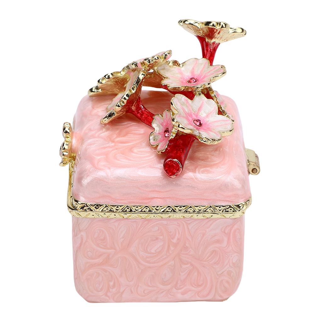 Cherry Blossom Jewelry Box Metal Exquisite Antique Style Jewelry Case Home Decor for Shelf Vanity Desk