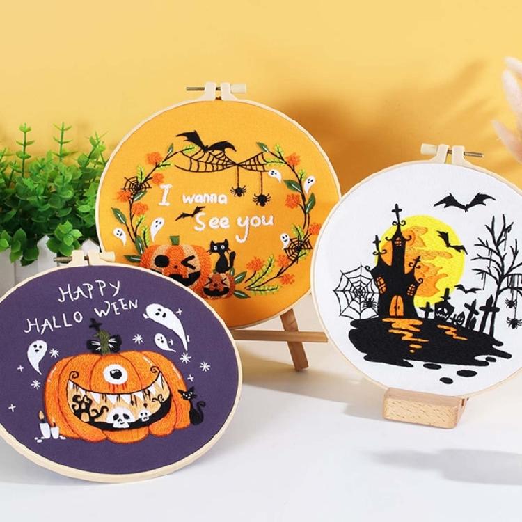 Embroidery Stitches Practice Embroidery Kits for Beginner with Halloween Pattern