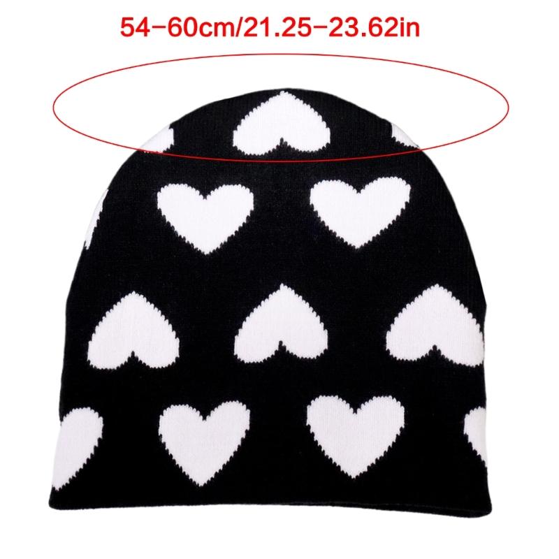 Creative Heart Pattern Beanies Hat Adult Elastic Hat Winter Warmer Knitted Hat Cold Winter Present for Student Teen