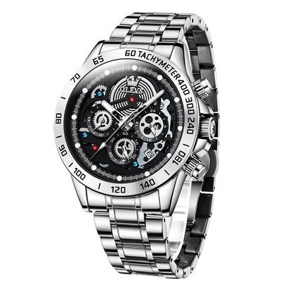 Herrenuhr, Sport-Armbanduhr mit Stoppuhrfunktion, Datumsanzeige, Wasserdichtes Quarzwerk, Stilvoll, Schlicht, Lässig, Silikonarmband, Beliebt