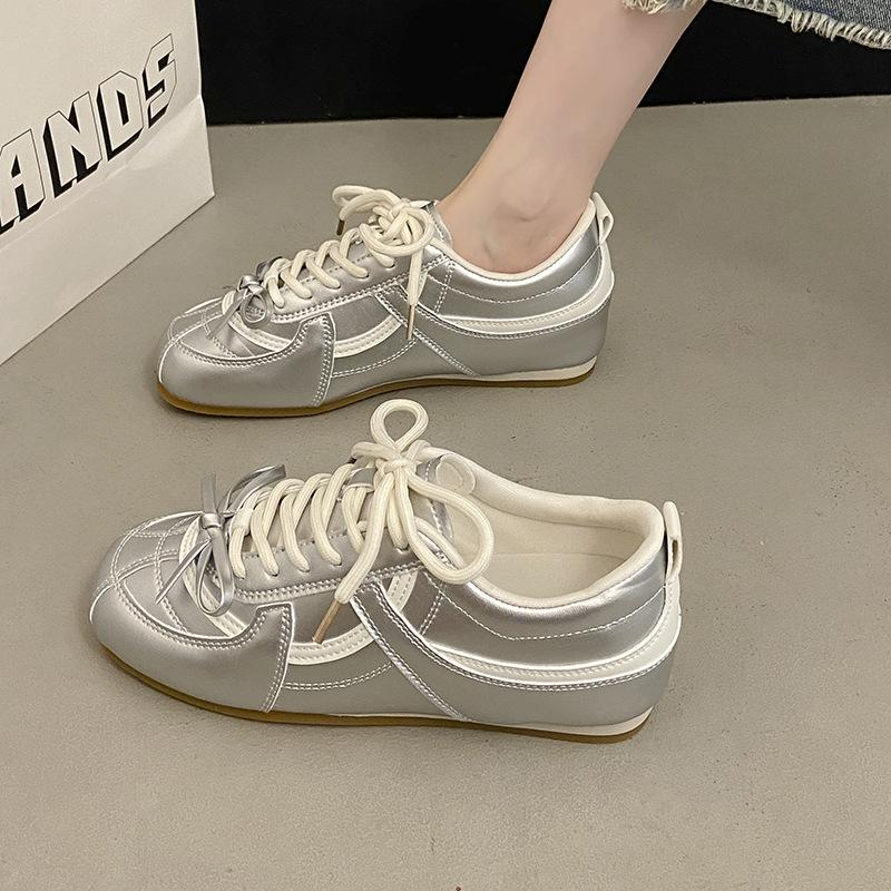 Silver Inner Height Increase Flat Bottom German Training Shoes Women's Shoes 2025 New Autumn and Summer Casual Sports Board Shoes Forrest Gump Shoes