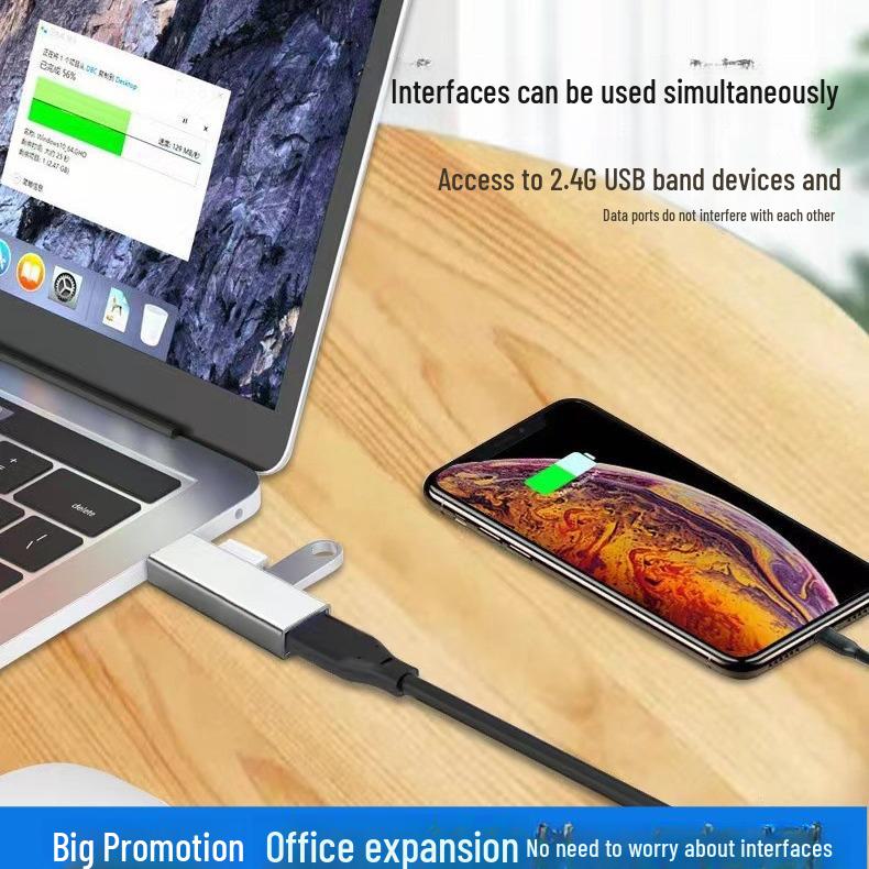 Type-C Hub Splitter Expansion Dock with Aluminum Alloy Shell for Computer Peripherals