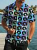 Retro Men's Printed Shirts Optical Disc Pattern Casual Shirt Oversized Top Beach Short Sleeved Hawaiian Style Shirts Men Clothes