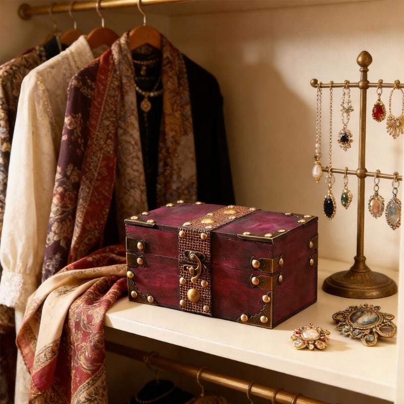 Antique Style Handcrafted Wood Storage Box For Jewelry Organiser And Home Decoration Decorative Case