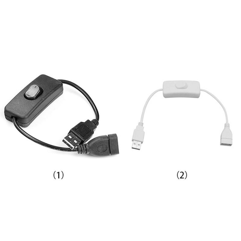 USB Cable Male To Female Switch ON OFF Cable Toggle LED Lamp Power Line Black/White