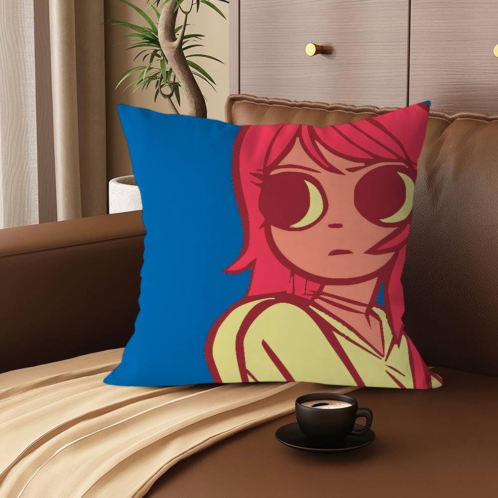 S-Scott Pilgrim Takes Off Pillow Covers Cartoon Sofa Decorative Home Double-sided Printing Short Plush Cute Cushion Cover