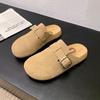 Fashion Classic Fashion Women's Suede Mules Slippers Men Clogs Cork Insole Sandals with Arch Support Outdoor Beach Slides Home Shoes