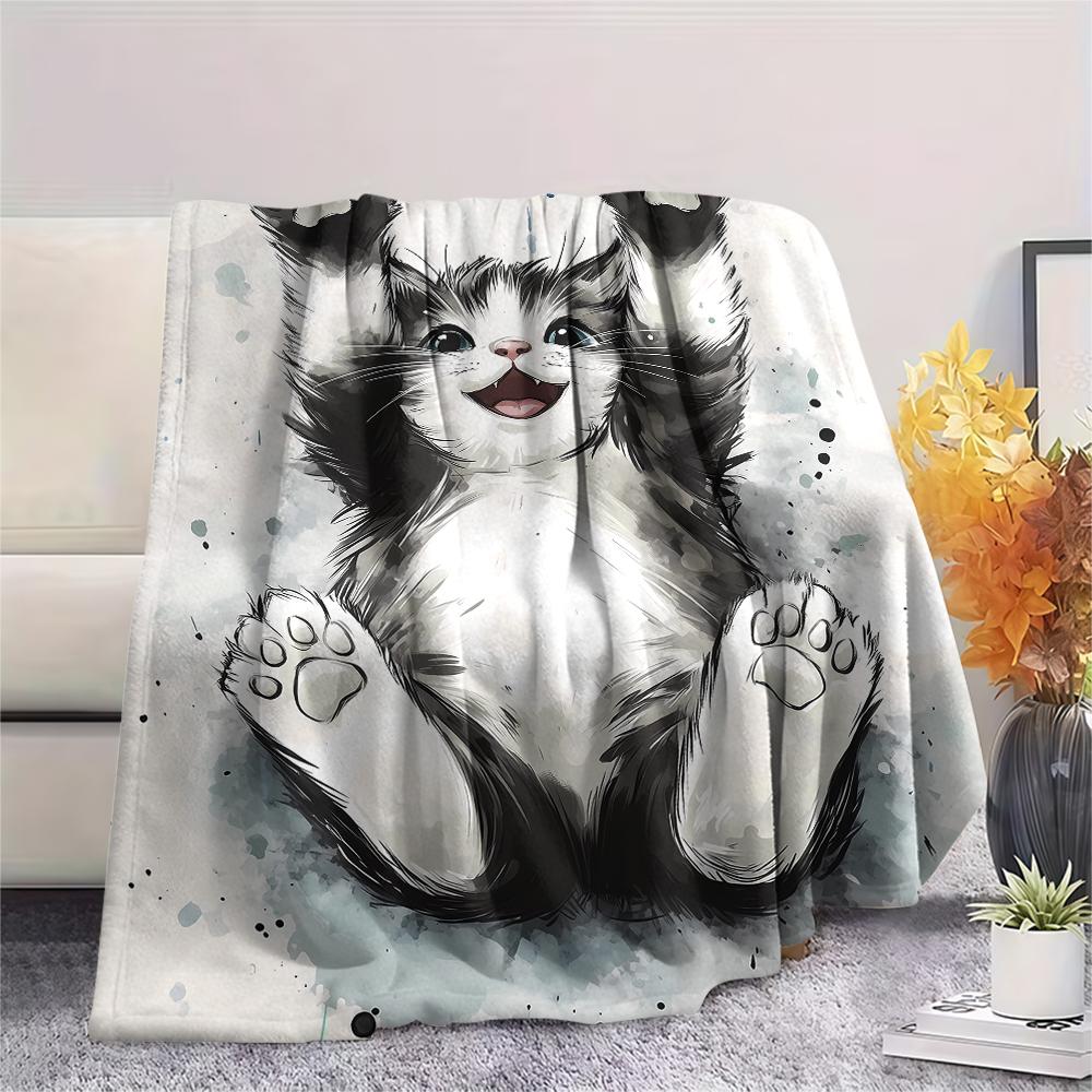 Cute Puppy and Kitten Print Flannel Blanket,High Quality Comfortable for All Seasons,Home Decor,Warmth and Comfort,Perfect for Christmas Gifts