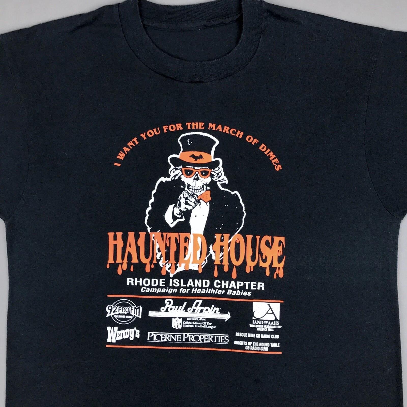 vtg 80s HALLOWEEN HAUNTED HOUSE T-Shirt MEDIUM/LARGE single stitch rhode island 4XL