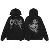 Mens Oversized Hoodie With Embroidered Skull Spine Design Streetwear Casual Pullover Cotton Blend Loose Fit