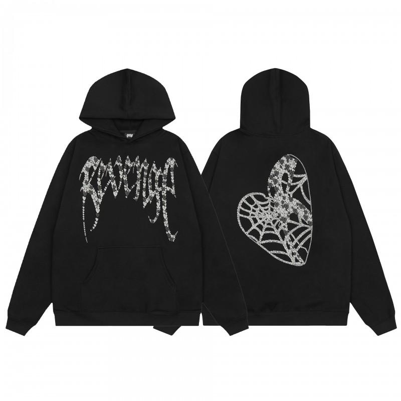 Mens Oversized Hoodie With Embroidered Skull Spine Design Streetwear Casual Pullover Cotton Blend Loose Fit