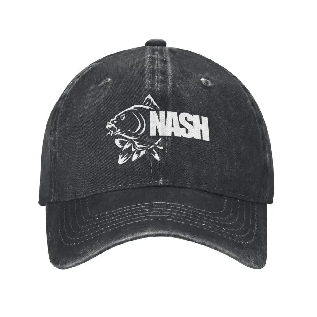 Berretti da Baseball Vintage con Logo Nash Fishing per Unisex Donna Snapback in Denim Usurato Attrezzatura da Pesca alla Carpa Pesca Sportiva Cappelli da Esterno Cappello