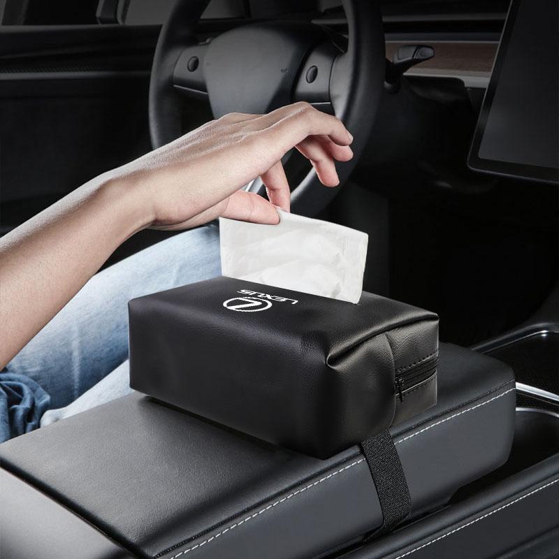 Skórzane Etui na Chusteczki Samochodowe ze Skóry PU Torba do Przechowywania Chusteczek Twarzowych Dla Lexus FSPORT LBX NX RX 350h 450h ES UX 300e GS IS LS LX CT LC RC GX460