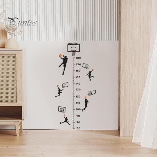 Creative Basketball Height Chart Sticker Growth Height Chart Measurement Removable DIY Decorative Self-Adhesive Wall Decal