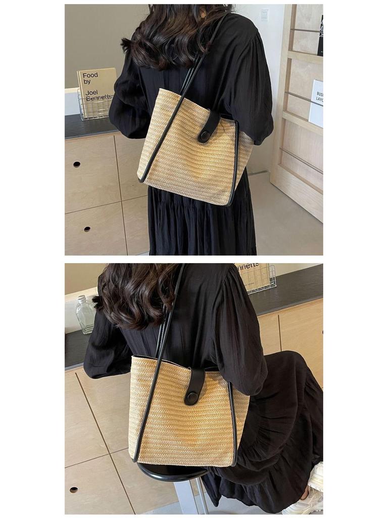 2025 Spring/Summer Women's Large Capacity Straw Woven Tote: Fashionable & Versatile Commuter Handbag