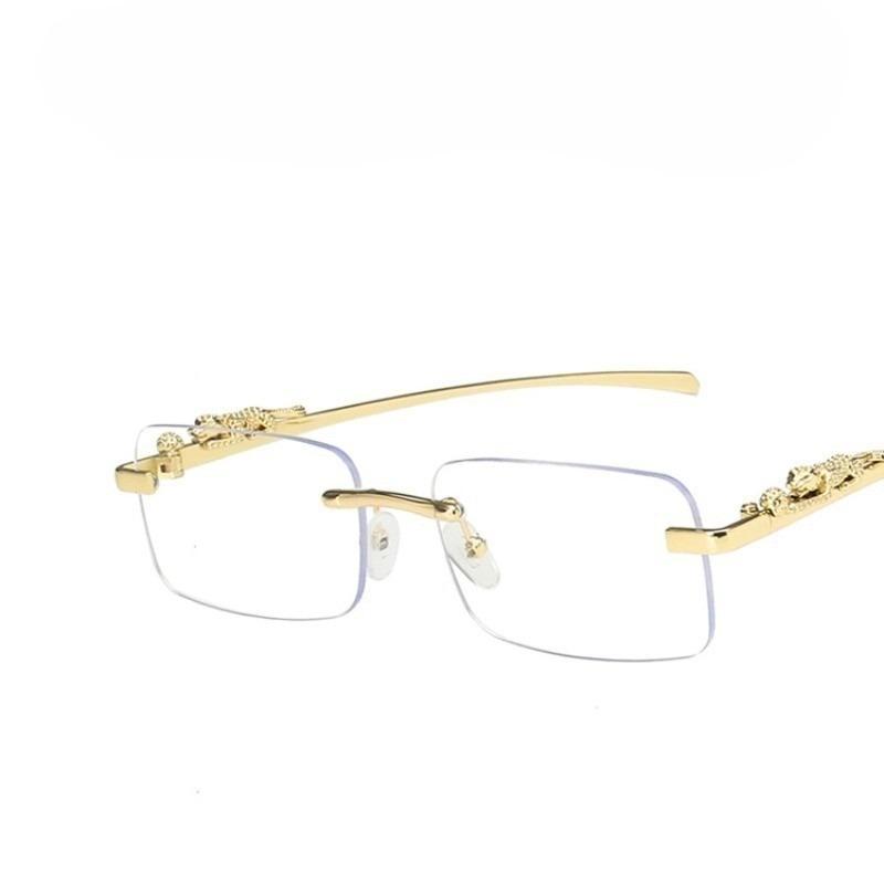 Retro Koreańskie Okulary Przeciwsłoneczne Nadmorskie Cheetah Dekoracyjne Bezramkowe Okulary Anti UV400 Gradientowe Soczewki Eleganckie