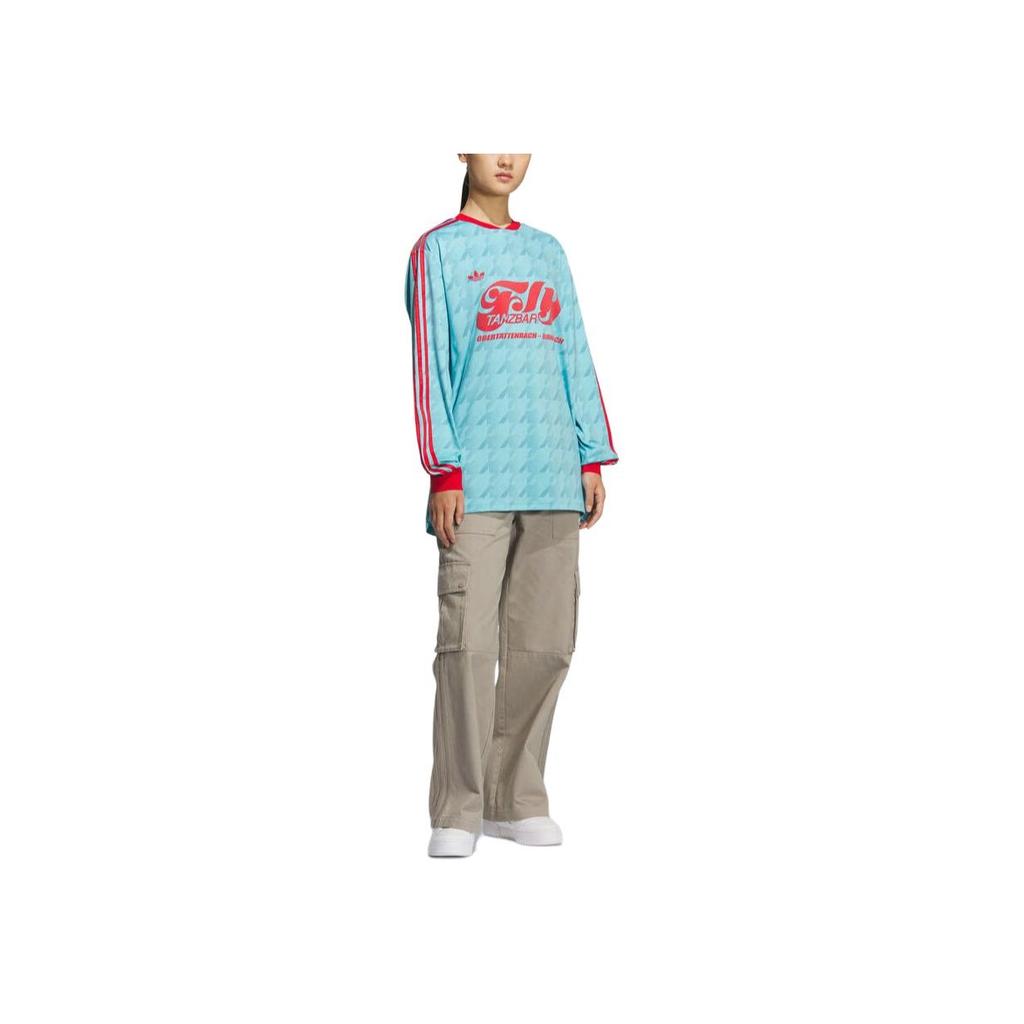 adidas Originals SS25 Footie Logo Casual Sports Long Sleeve Football Shirt Women Tops KF9613