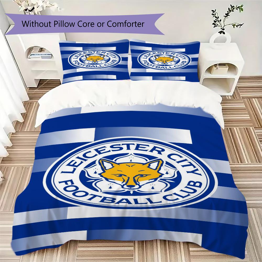 Leicester City Μοτίβο Σετ Κλινοσκεπασμάτων Κουβέρτα Κάλυμμα Μαξιλαροθήκη Διακόσμηση Σπιτιού Δώρο Γενεθλίων (1 * παπλωματοθήκη + 2 * μαξιλαροθήκη χωρίς πυρήνα)70