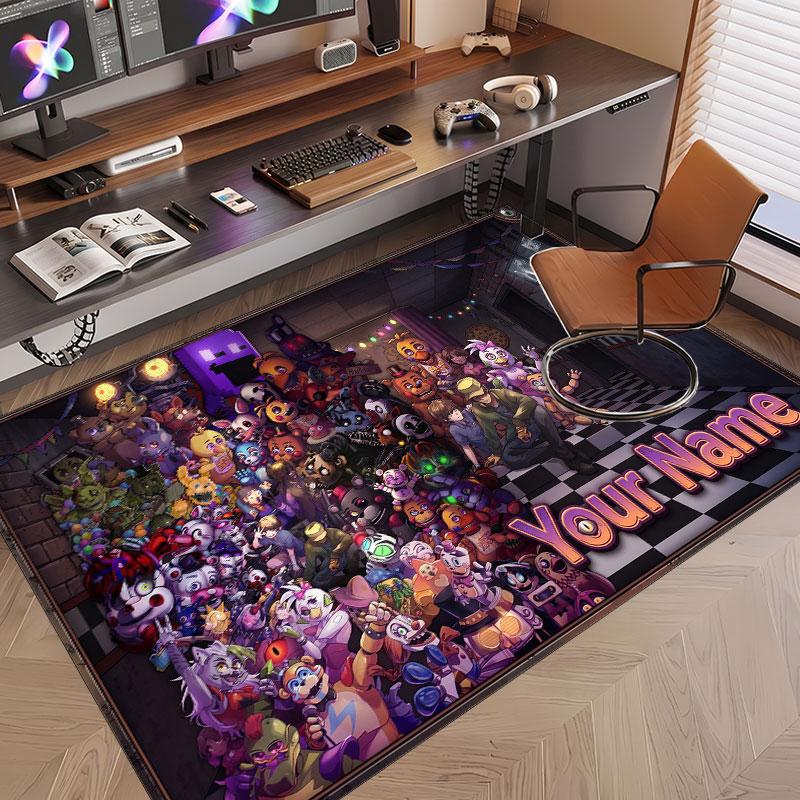 Custom Name Text Crystal Velvet Rug,Five Nights at Freddy’s Soft Plush Decorative Non Slip Floor Carpet