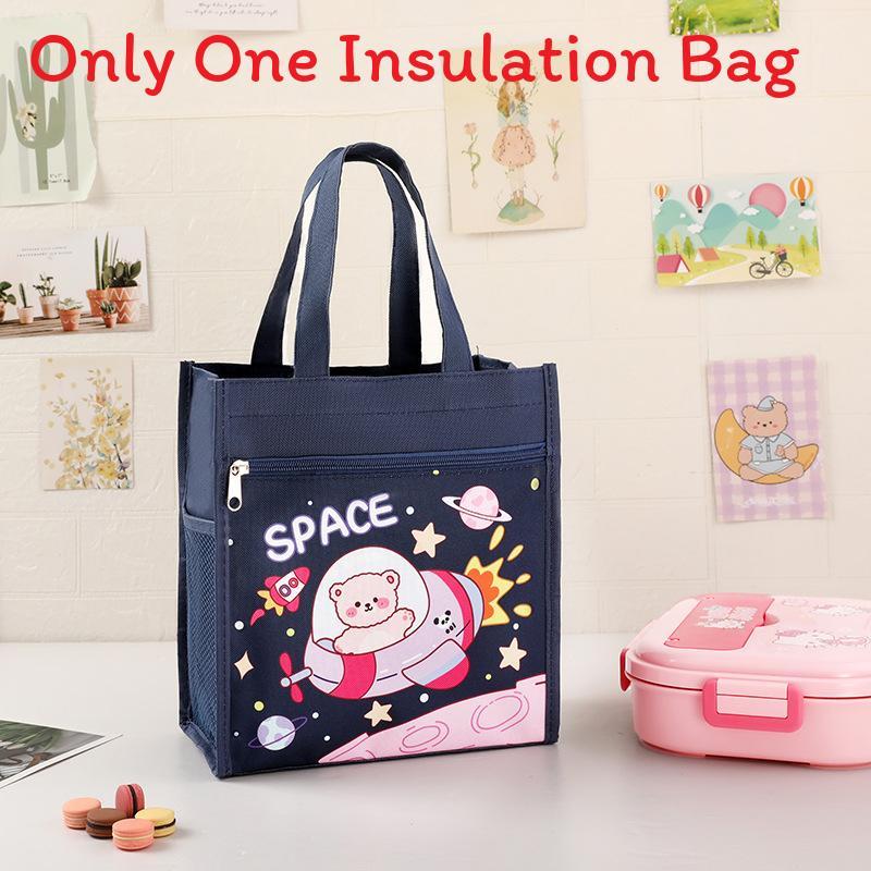 

Cartoon Canvas Lunch Bag With Material For Kids School Snack Organizer Style O