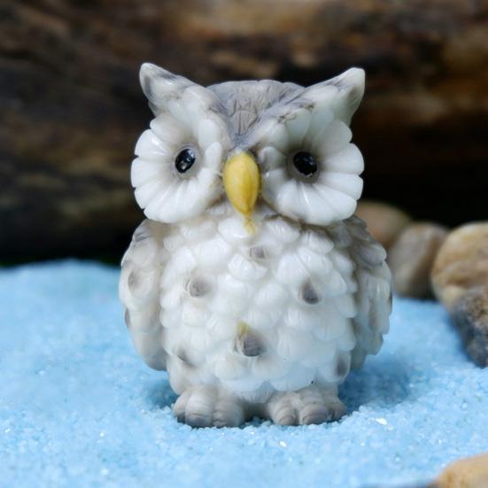 Mini figurine de hibou en résine, ornement miniature pour terrarium, bonsaï, micro-paysage, jardin féérique, décoration de gâteau