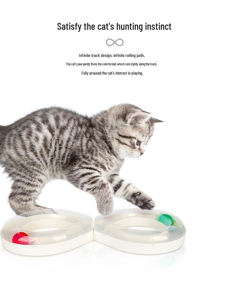 Self-Playing Cat Turntable Toy with Automatic Teasing Stick & Track Ball for Boredom Relief