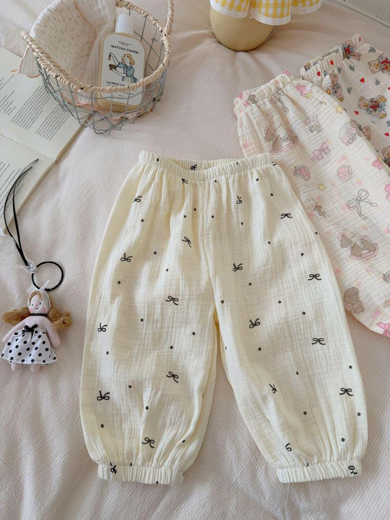 Ten-Color Cartoon Cotton Gauze Mosquito Repellent Pajama Pants for Boys & Girls - 100% Pure Cotton, Thin Summer Style