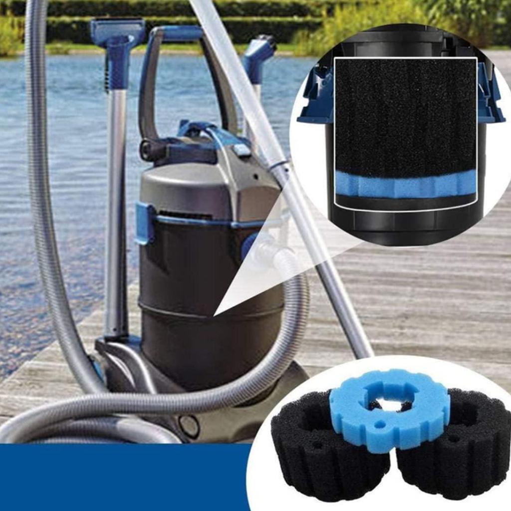 OASES Vacuum Cleaner Bucket Replacement Foam Filter Set, Washable Filter Pads for Maintenance, 1 Blue Sponge and 2 Black Sponges