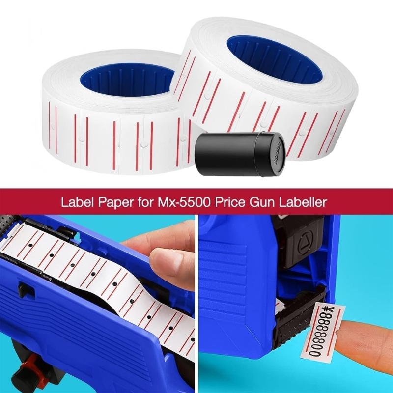 White Pricemarker Sticker (30 Rolls Blank White + 3 Refills Inks) 15000pcs White Price Guns Labels for 5500 Labeller