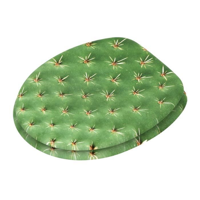 Tapa de WC - cactus - cierre suave - madera - verde - fijación universal