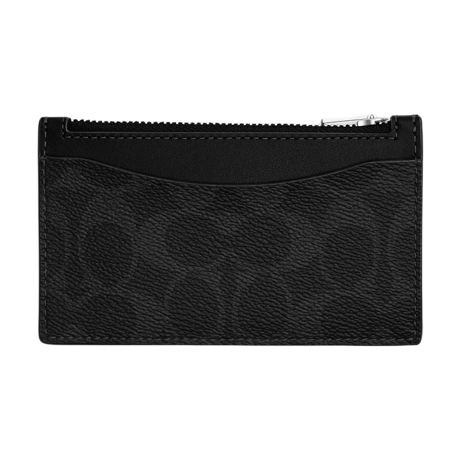 

Coach Canvas Zipper Pocket Coated Canvas And Calfskin Card Holder Men Accessories Black C0985-OY2 Black