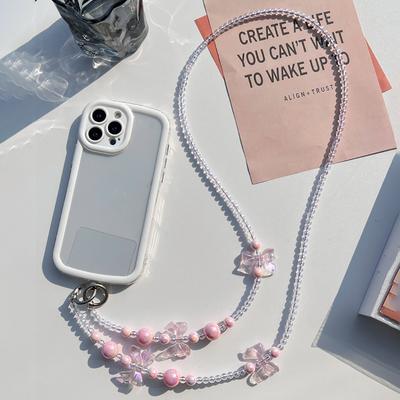 Cute Bowknot Beaded Bowknot Phone Strap Anti-lost Universal Beaded Phone Lanyard Hanging Decoration Wallet Chain Phone