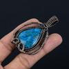 Neon Blue Apatite Gemstone Pendant 999 Copper Wire Wrapped Jewelry, Handmade Antique Pendant Jewelry, Gift For Mother