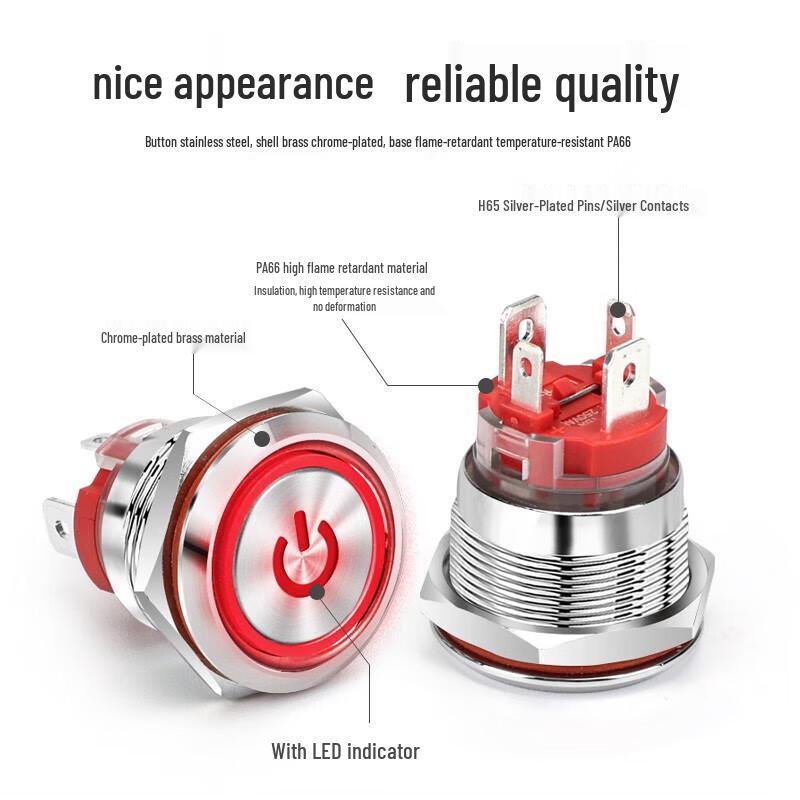 HUIJUN 19MM 20A Metal LED Push Button Switch
