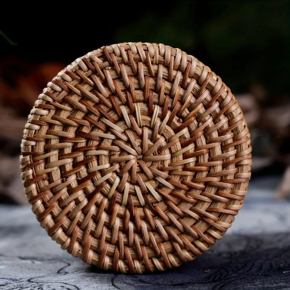 1pc Handwoven Storage Basket Organizer, High-Quality Natural Brown Woven Weave, Tableware Holder for Kitchen Utensils