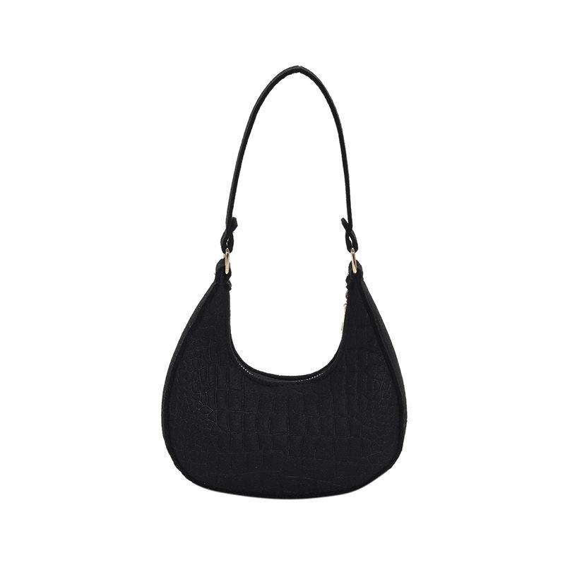 Solid color temperament bag women's new trendy stone pattern underarm bag fashionable hand shoulder bag