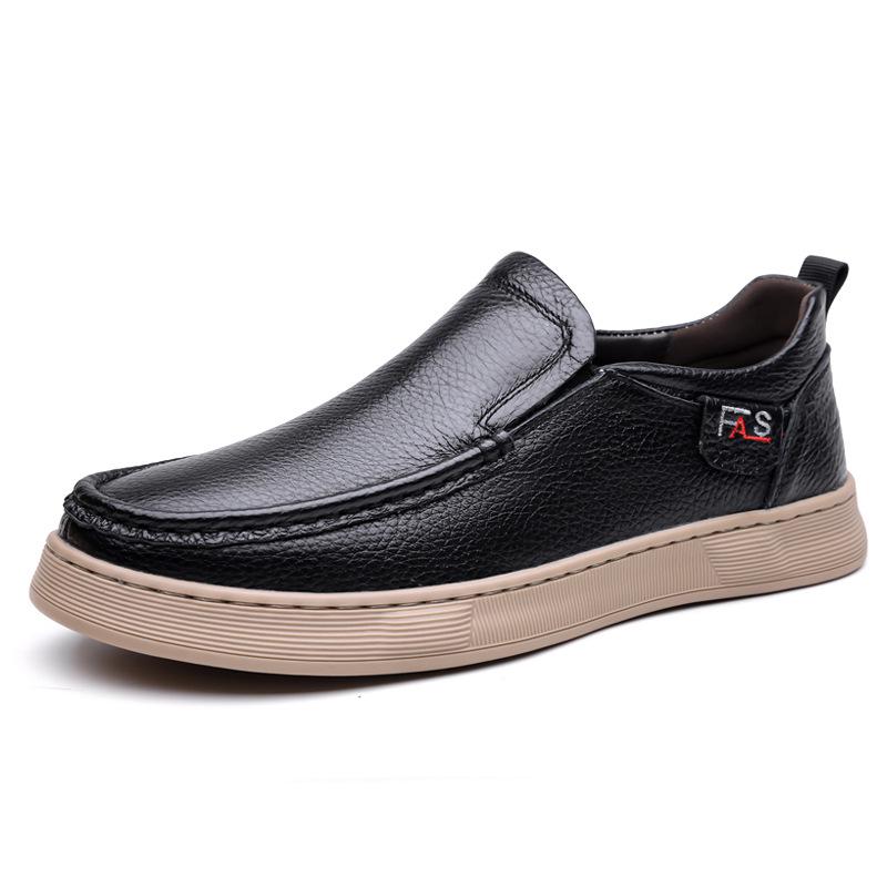 Chaussures décontractées à enfiler pour homme en cuir véritable Automne/Hiver 2025