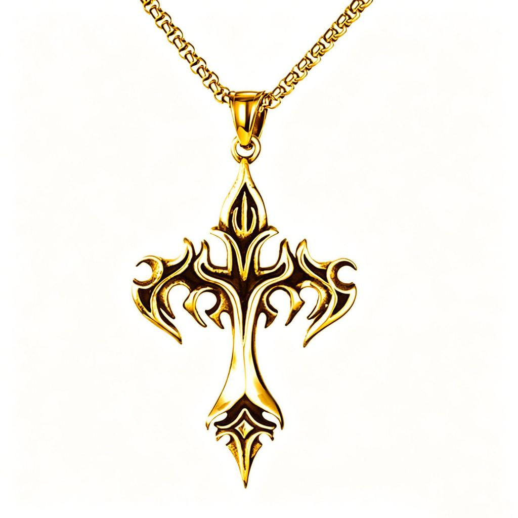 Hip Hop Trendy Fiery Cross Titanium Steel Pendant Necklace for Women & Couples