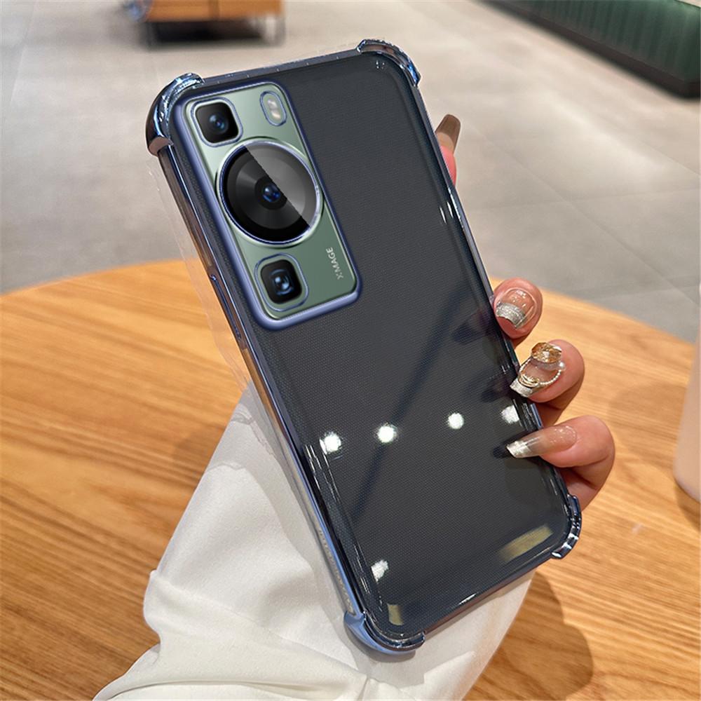 Plating Magnetic Bracket Transparent Case For Huawei P30 P40 P50 P60 Puar 70 Pro Mate 30 40 50 60 Stand Holder Shockproof Cover